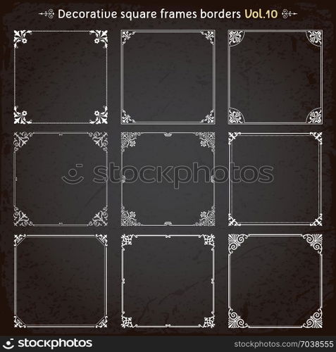 Decorative square frames borders backgrounds design elements set 10 vector