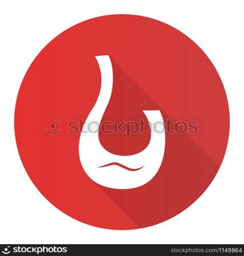 Decorative swan decanter red flat design long shadow glyph icon. Wine service. Alcohol beverage. Party celebration aperitif drink. Bar, restaurant, winery. Vector silhouette illustration