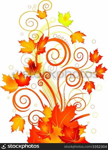 Decorative swirling autumn design. Vector
