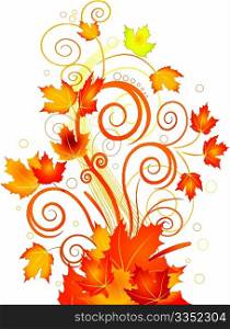 Decorative swirling autumn design. Vector