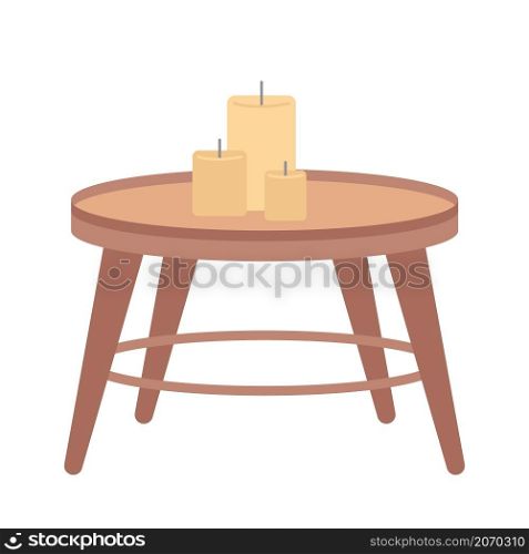 Decorative table with candles semi flat color vector item. Realistic object on white. Scandinavian interior style isolated modern cartoon style illustration for graphic design and animation. Decorative table with candles semi flat color vector item