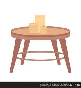 Decorative table with candles semi flat color vector item. Realistic object on white. Scandinavian interior style isolated modern cartoon style illustration for graphic design and animation. Decorative table with candles semi flat color vector item