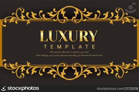 Decorative Thai traditional art frame. Elegant vector element Eastern style, place for text. Golden outline floral border. Hand drawing style.