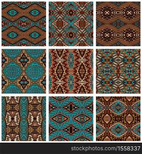 Decorative tile pattern design vector. Vintage backgrounds, classic ornament, beautiful seamless pattern, vector wallpaper, swatch fabric, artistic decoration and design. Vector abstract ethnic indian seamless pattern tribal tiles set