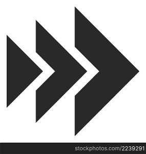 Decorative triple arrow. Black bold triangular form isolated on white background. Decorative triple arrow. Black bold triangular form