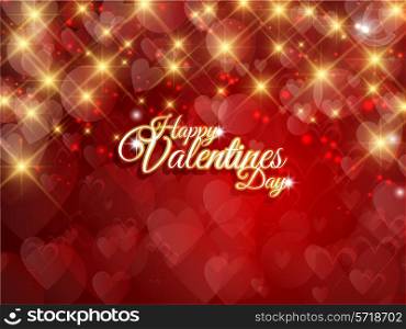 Decorative Valentines Day background with gold stars and hearts