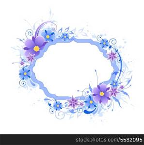 Decorative vector background with blue and violet flowers