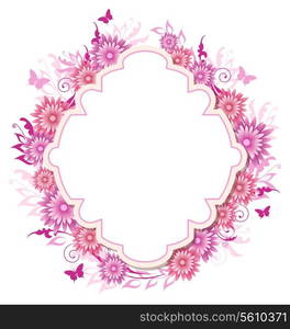 Decorative vector background with pink flowers