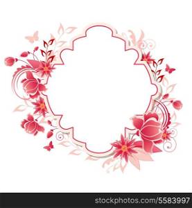 Decorative vector background with red and pink flowers