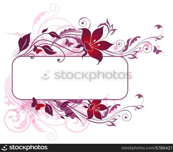 Decorative vector background with violet and pink flowers