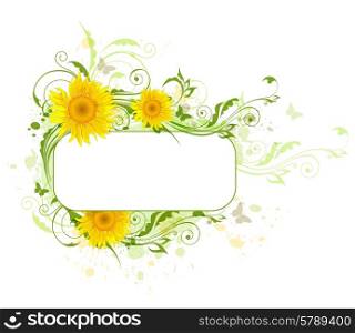 Decorative vector background with yellow sunflowers