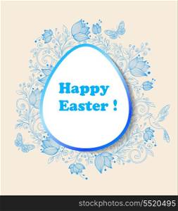 Decorative vector Easter background with blue flowers