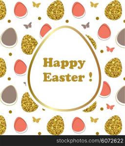 Decorative vector Easter background with eggs and butterfly