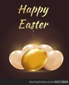 Decorative vector Easter background with golden eggs