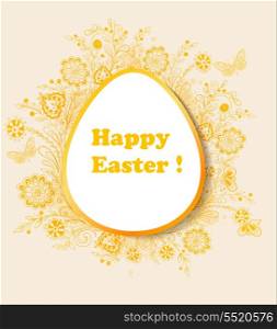 Decorative vector Easter background with orange flowers