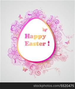Decorative vector Easter background with pink flowers