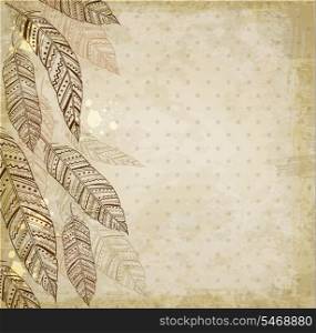 Decorative vector ethnic background with feathers