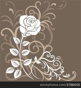 Decorative vector floral card background with rose