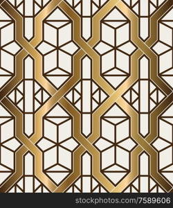 Decorative vector geometrical seamless pattern. Traditional oriental ornament. Art deco golden background.