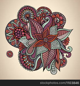 Decorative vector hand drawn floral vintage card design