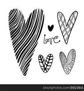 Decorative vector hearts. Decorations for Valentine day. Hand drawn heart prints. Decorative vector hearts. Decorations for Valentine day. Hand drawn heart prints.