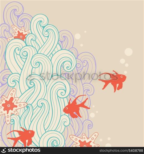 Decorative vector marine backgrounds with fishes