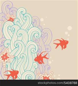 Decorative vector marine backgrounds with fishes