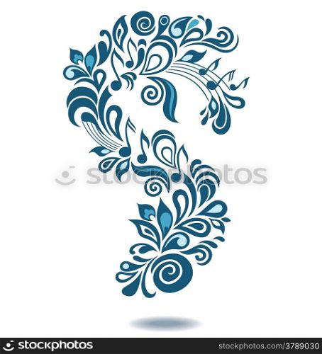 Decorative vector musical floral illustration with notes and leaves