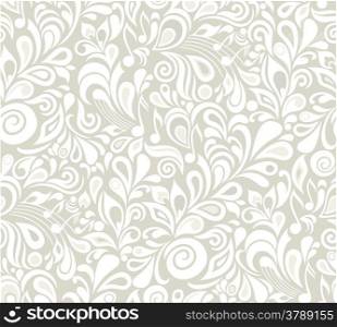 Decorative vector musical floral seamless background with notes and leaves