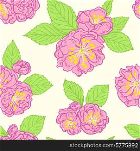 Decorative vector seamless pattern with peach flowers