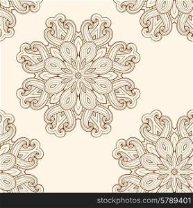 Decorative vector seamless pattern with round ornament
