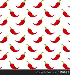 Decorative vegetable seamless pattern. Modern texture background design with chili pepper vegetables in natural red colors. Creative vector illustration for healthy diet decor or vintage wallpaper. Red chili pepper vegetable seamless pattern