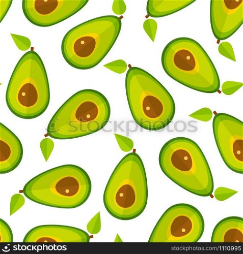 Decorative vegetable seamless pattern. Retro style trendy background ornament with avocado vegetables in bright green colors. Cute vector illustration for restaurant menu or season celebration card.. Green avocado flat vegetable seamless pattern