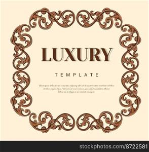 Decorative vintage frame for invitations, frames, menus, labels and websites. Elegant vector element Eastern style, place for text. Thai traditional