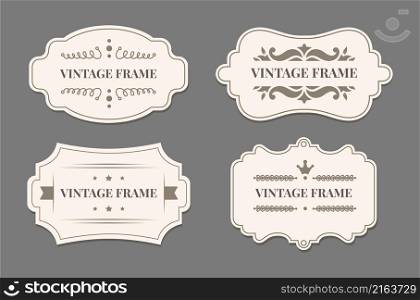 Decorative vintage frame stripe collection for clothing. Vector retro decorative tags, decoration victorian label illustration. Decorative vintage frame stripe collection for clothing