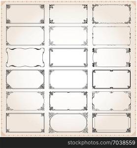 Decorative vintage frames borders backgrounds rectangle 2x1 proportions set 4 vector