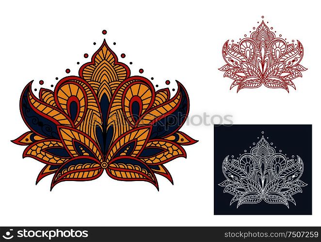 Decorative vintage isolated paysley flower with indian and persian floral motifs. Decorative vintage isolated paisley flower