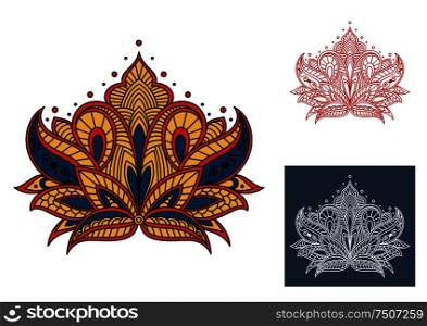 Decorative vintage isolated paysley flower with indian and persian floral motifs. Decorative vintage isolated paisley flower