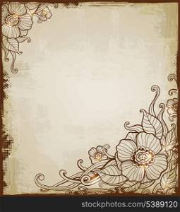 Decorative vintage vector background with flowers