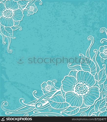 Decorative vintage vector background with white flowers