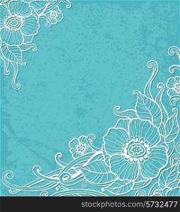 Decorative vintage vector background with white flowers