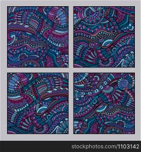 Decorative violet ornamental ethnic vector pattern set. ethnic vector pattern set