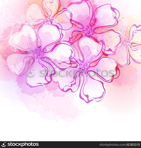 Decorative watercolor spring flower. Vector illustration. Decorative watercolor spring flower. Vector illustration EPS10