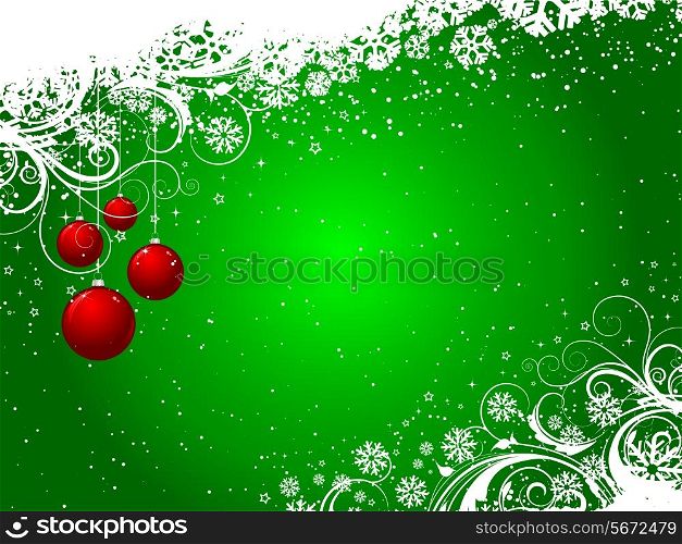 Decorative winter background with hanging baubles