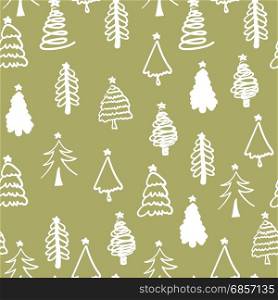 Decorative winter seamless pattern with christmas tree. Christmas background.