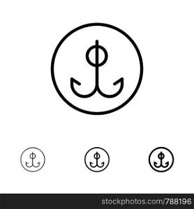 Decoy, Fishing, Hook, Sport Bold and thin black line icon set