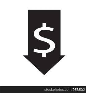 decrease icon on white background. flat style. cost reduction icon for your web site design, logo, app, UI. currency receipt symbol. decrease sign.