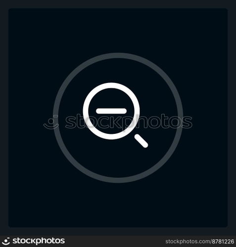 Decrease zoom level UI element template. Editable isolated vector dashboard component. Flat user interface. Visual data presentation. Web design widget for mobile application with dark theme. Decrease zoom level UI element template