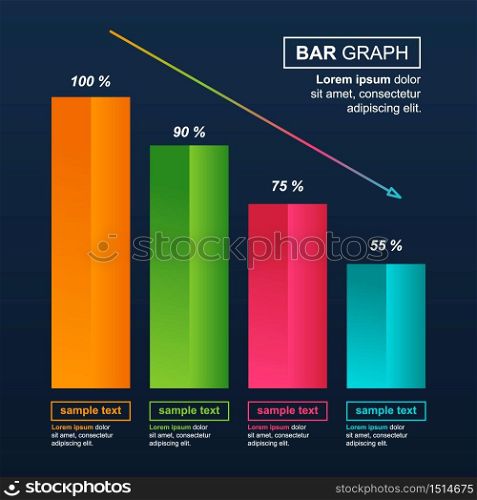 Decreasing Graph Bar Chart Economic Pressure Financial Problem Statistical Infographic