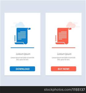 Decree, Novel, Scenario, Screenplay Blue and Red Download and Buy Now web Widget Card Template